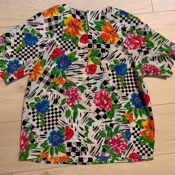 Vintage 80s 90s Colourful print floral top - Picture 3 of 4